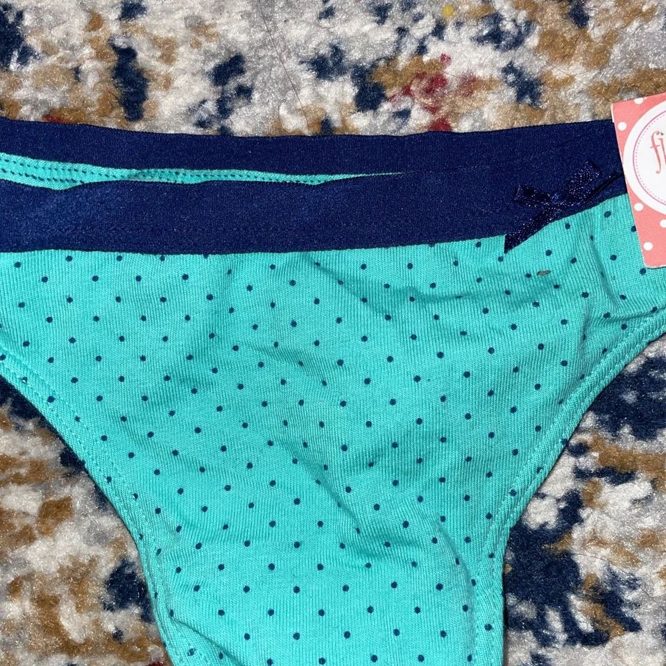 Новый с Ярлыками Flirtitude XS зеленый с синими точками и отделки стринги - Изображение 3 из 4
