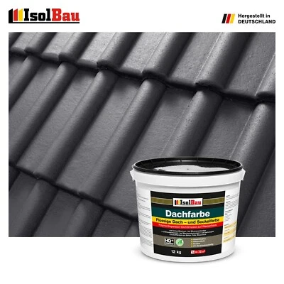 ISOLBAU Dachfarbe Anthrazit 12 kg Sockelfarbe Fassadenfarbe Dachbeschichtung RAL Farbe