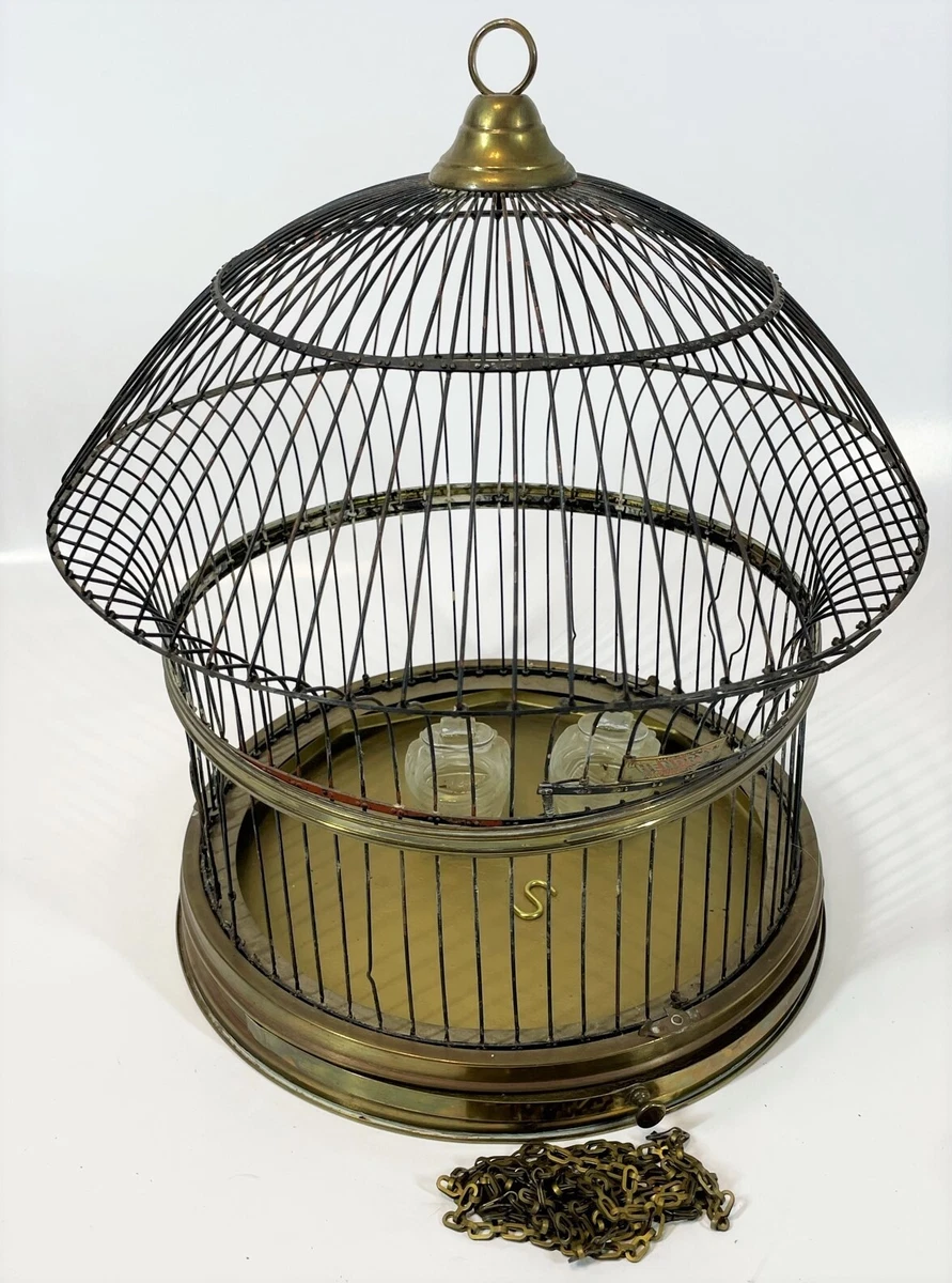 Vintage HENDRYX Brass Hanging Small Lovebird Finch 14 Bell Shape Bird Cage