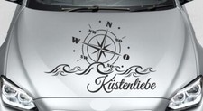 Aufkleber Auto Motorhaube Tattoo Küstenliebe Meer See Kompass Windrose 184