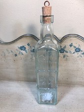 New Bormioli Rocco Clear Glass Bottle W/ Floral Design Made In Italy