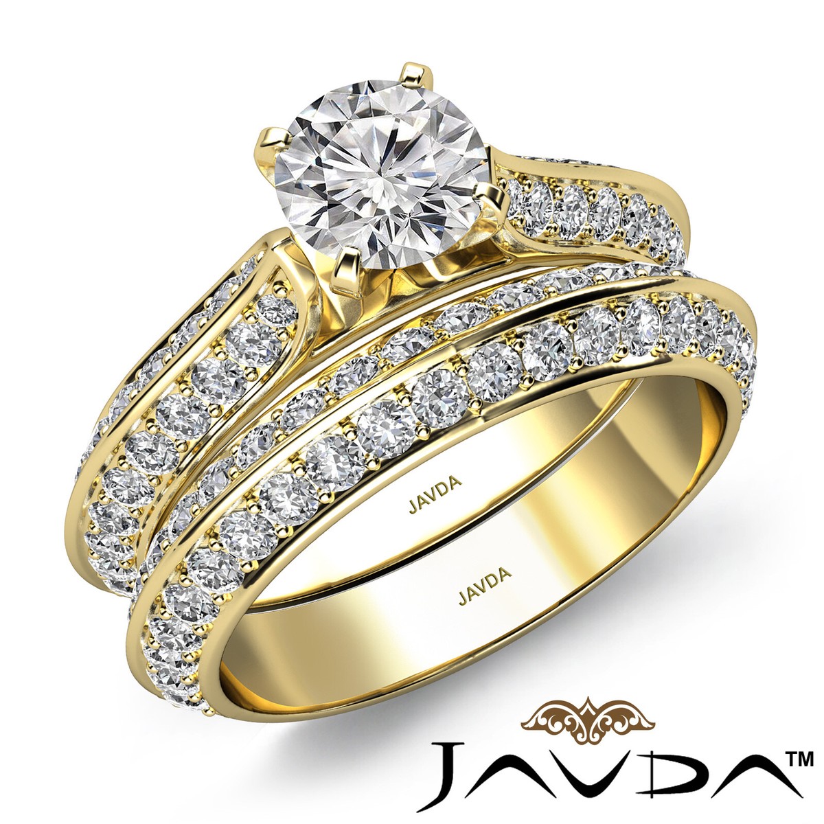 Circa Halo Pave Bridal Set Round Diamond Engagement Wedding  BRIDAL ENGAGEMENT RING WEDDING RING GG2 display picture 1