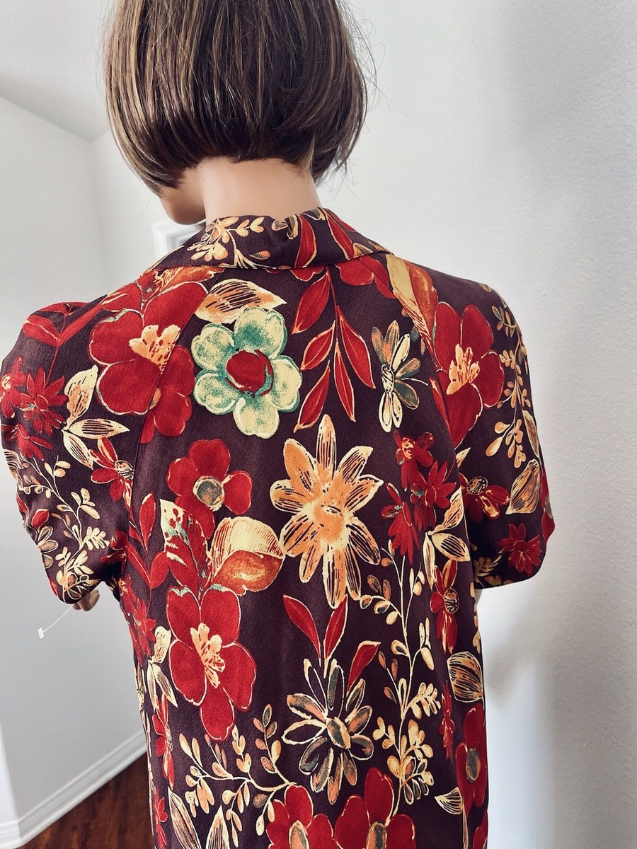 D220368 Liz claiborne COLLECTION 花柄半袖シャツ Liz Claiborne 花柄 半袖シャツ - 古着屋グレープフルーツ