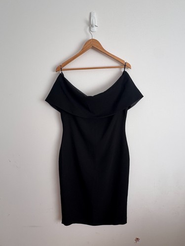 Carla Zampatti Size 12 Off the shoulder Black Sabrina Sheath Dress RRP $699 - Picture 5 of 8