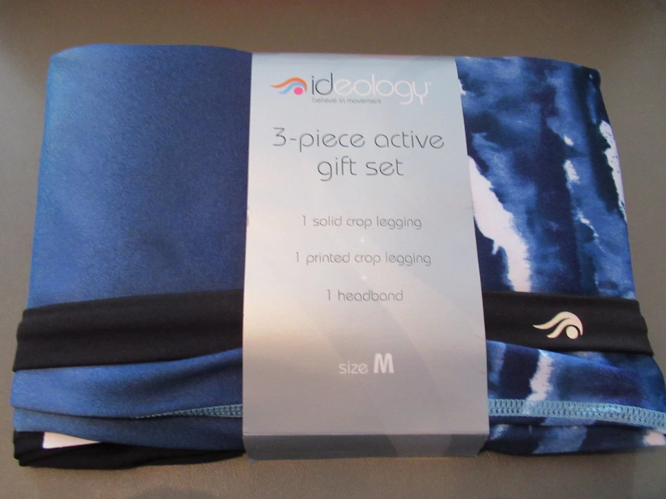 Conjunto de diadema y leggings recortados para mujer Ideology, azul/negro, mediano Foto 2 de 3