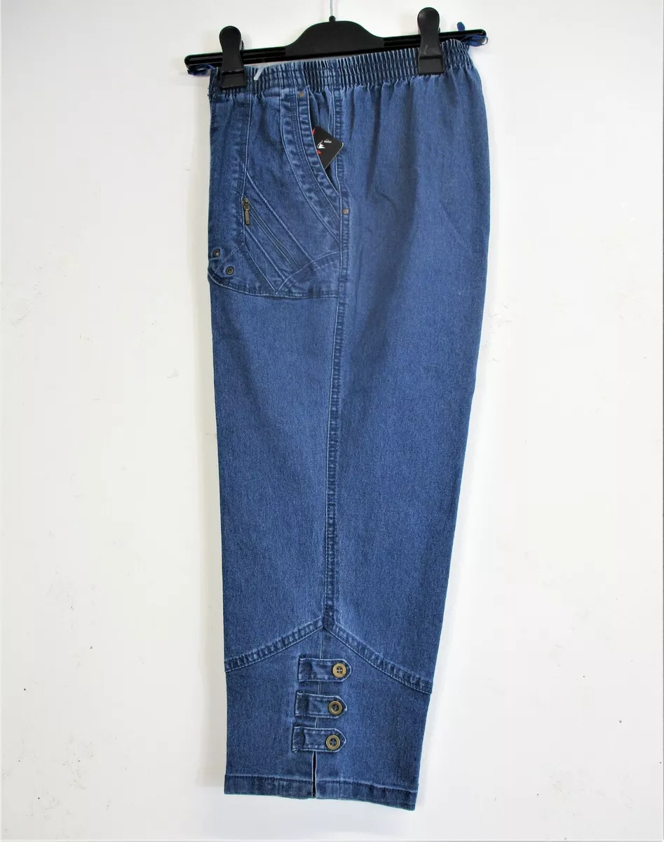 Cropped jeans store elasticated waist