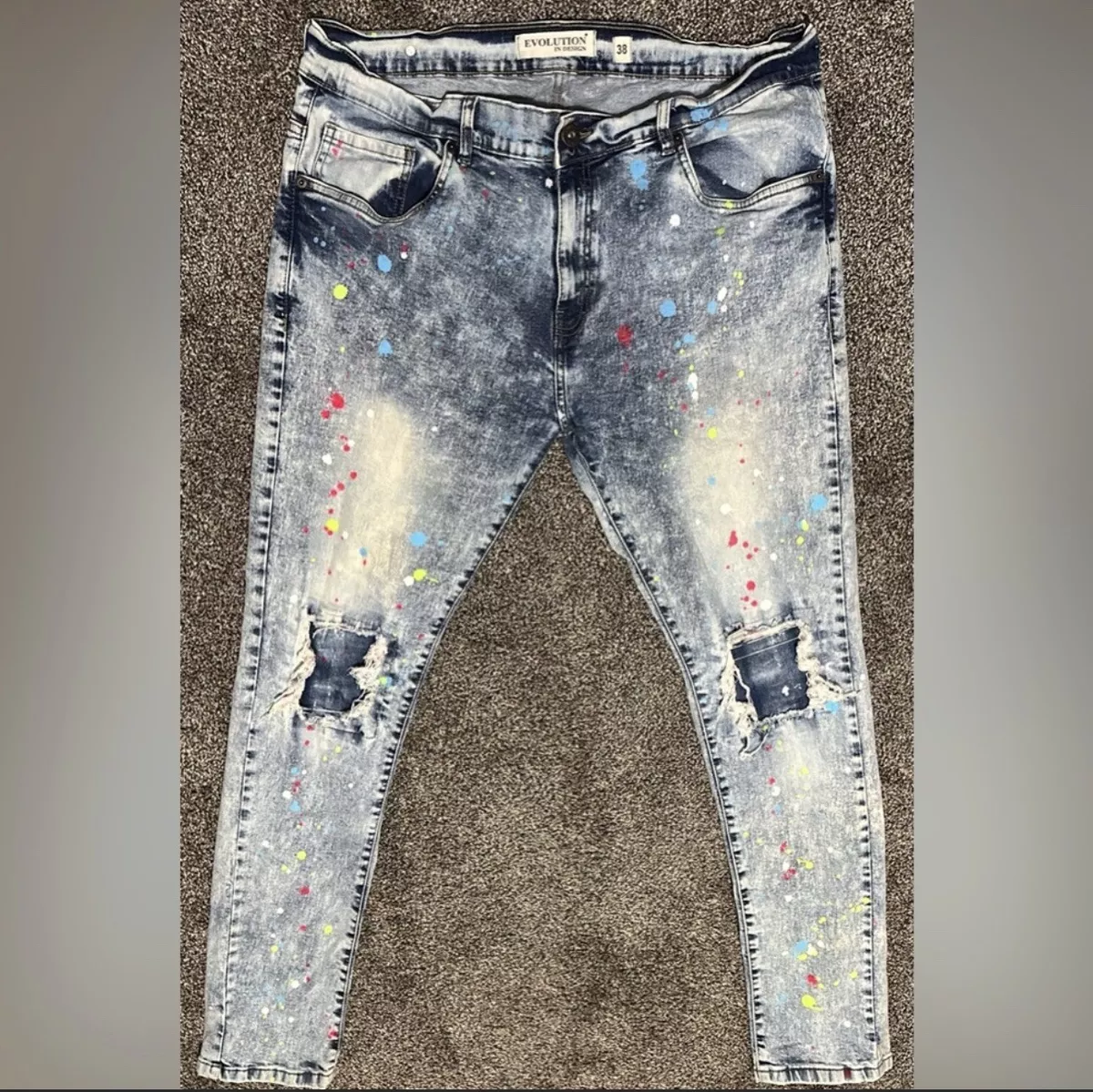 Splatter Painted Jeans: Mens Painted Jeans