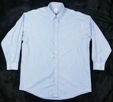 Brooks Brothers 346 Mens Button Dress Shirt 17 Blue Striped B3