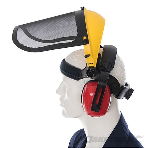 Visiera con cuffie Regolabile Maschera Protettiva Per Decespugliatore Tagliaerba