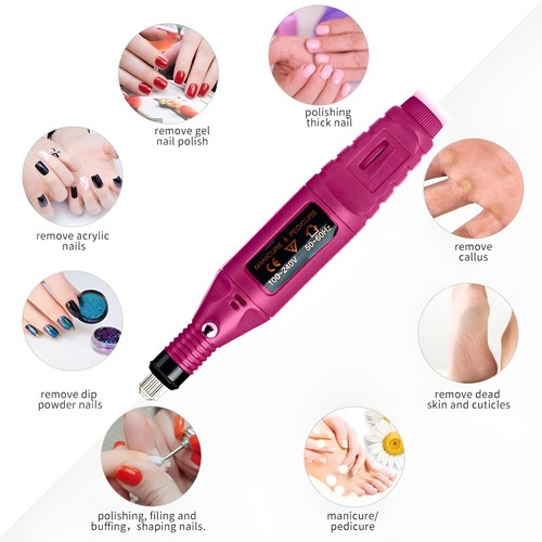 Electric Drill Nail File Acrylic Art File Manicure Pedicure Portable Machine Kit - Picture 8 of 12