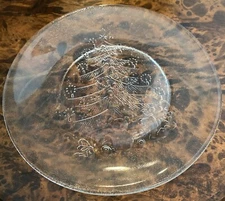 Vintage Duralex Clear Glass Set/2 Christmas Tree Salad Plates Made In France