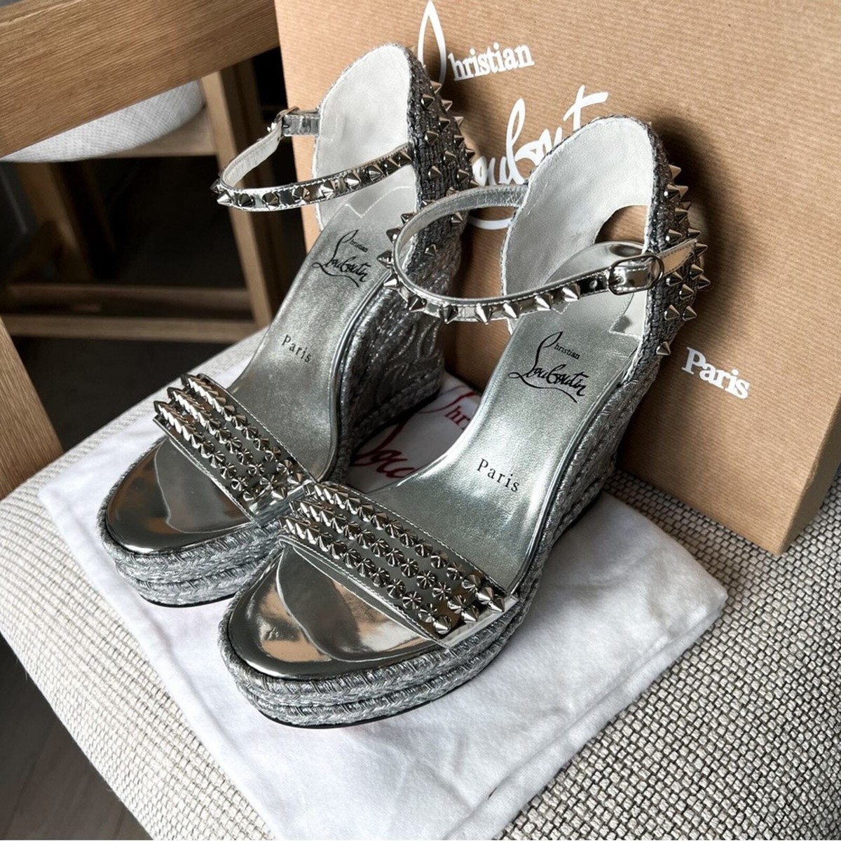 Christian Louboutin Madmonica 120 Leather Espadrille Wedge Christian Louboutin Madmonica 120 Leather Espadrille Wedge