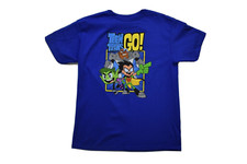 Teen Titans Go Youth Boys Cyborg, Robin, Beast Boy Blue Shirt New M