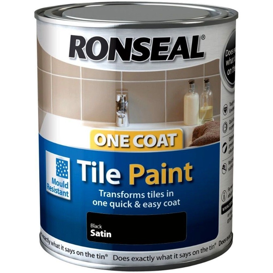 Ronseal One Coat Tile Paint Satin 750Ml Kitchen Bathroom Tile Paint 5 ...