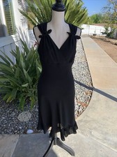 Citrine of Canada Little Black Dress Ruffled Pleated Hem SZ 8 Holiday Party
