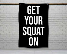 Motivational Gym Flag - Get Your Squat On Banner for Home Gym Decor