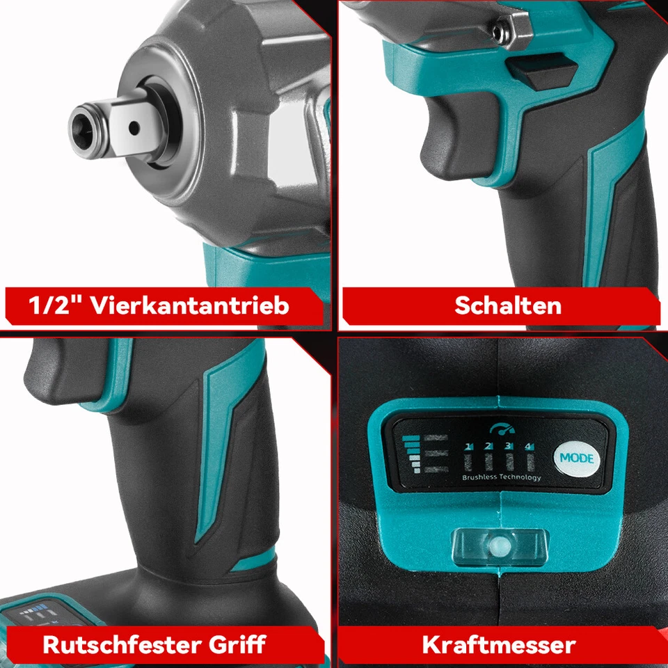 1200NM fürMakita Akku Schlagschrauber 1/2" Kfz Schrauber Akkuschrauber Brushless - Bild 2 von 4