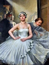 Motley, Preparing for her Entrance Painting by Laura Knight Reproduction