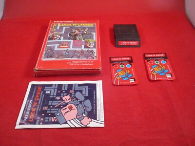 Lock 'N' Chase Intellivision COMPLETE w/ Box manual overlays WORKS!