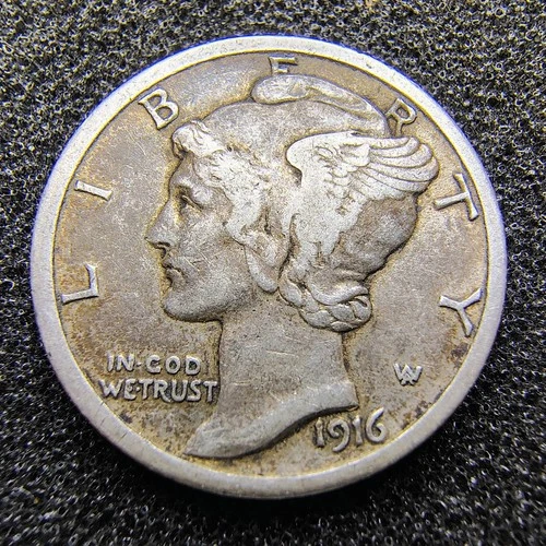 1916-S Mercury Dime 10C - San Francisco Mint - VF-XF Condition - Nice Toning