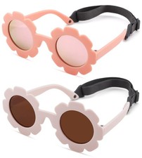 Polarized Baby Sunglasses with Strap Flexible Flower Shaped Sunglasses for ...