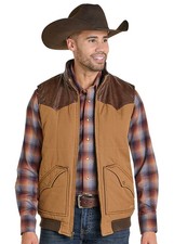 Twill and Leather Puffer Lawman Vest-offer both warmth and versatility.