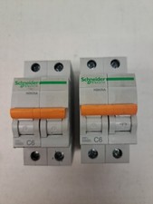 Lot of 2 SCHNEIDER ELECTRIC NBKRA C6 MINIATURE CIRCUIT BREAKER  USED