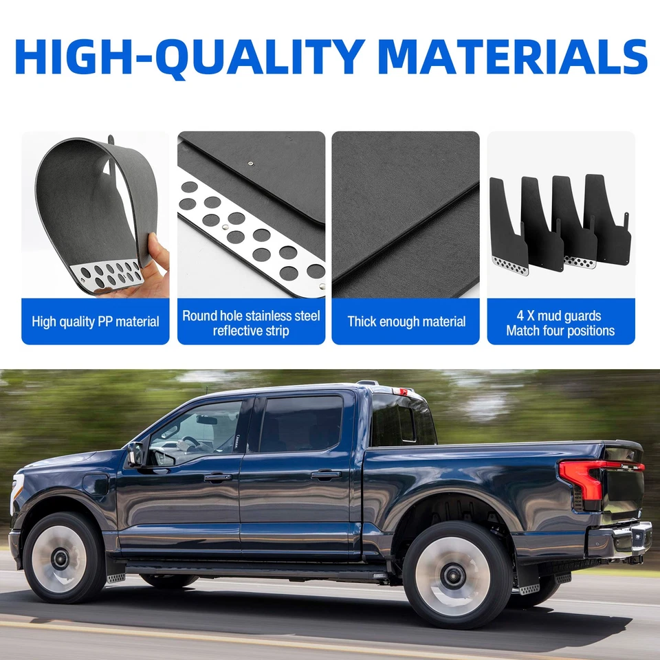 For Ford F250 Super Duty Mud Flaps Splash Guard Flexible with Reflective Strips Foto 2 de 4