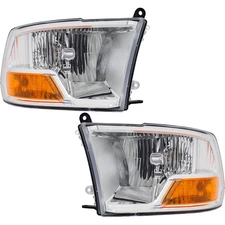 Headlight Set For 2011-2012 Ram 1500 Driver and Passenger Side with Bulb Halogen