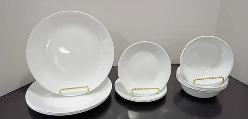 Corelle Winter Frost Set of 12 Service for 4 Plates and Bowls EUC