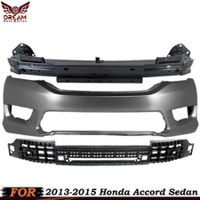 Front Bumper Cover Fascia and Bumper Absorber For 2013-2015 Honda Accord Sedan