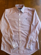 Ralph Lauren Classic Fit Red Gingham Cotton Long Sleeve Button Down - Size M