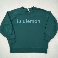 Lululemon Perfectly Oversized Sweatshirt Womens 4 Crew Storm Teal Logo Spellout