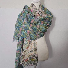 Pair of Floral Multi-Colored Scarf Wraps Women's Accessories Scarves 28"Wx76"L