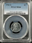 1943-S  1C  Lincoln Wheat One Cent  PCGS MS66  58318874