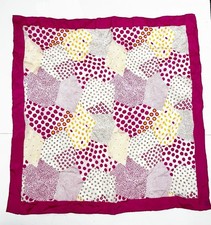 Vintage ECHO Bright Pink Multi Colour 100 Silk Hand rolled Square Scarf Japan