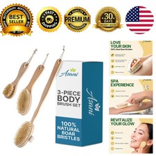 Dry Brushing Body Brush Set Lymphatic Drainage Cellulite 3-Piece Detachable