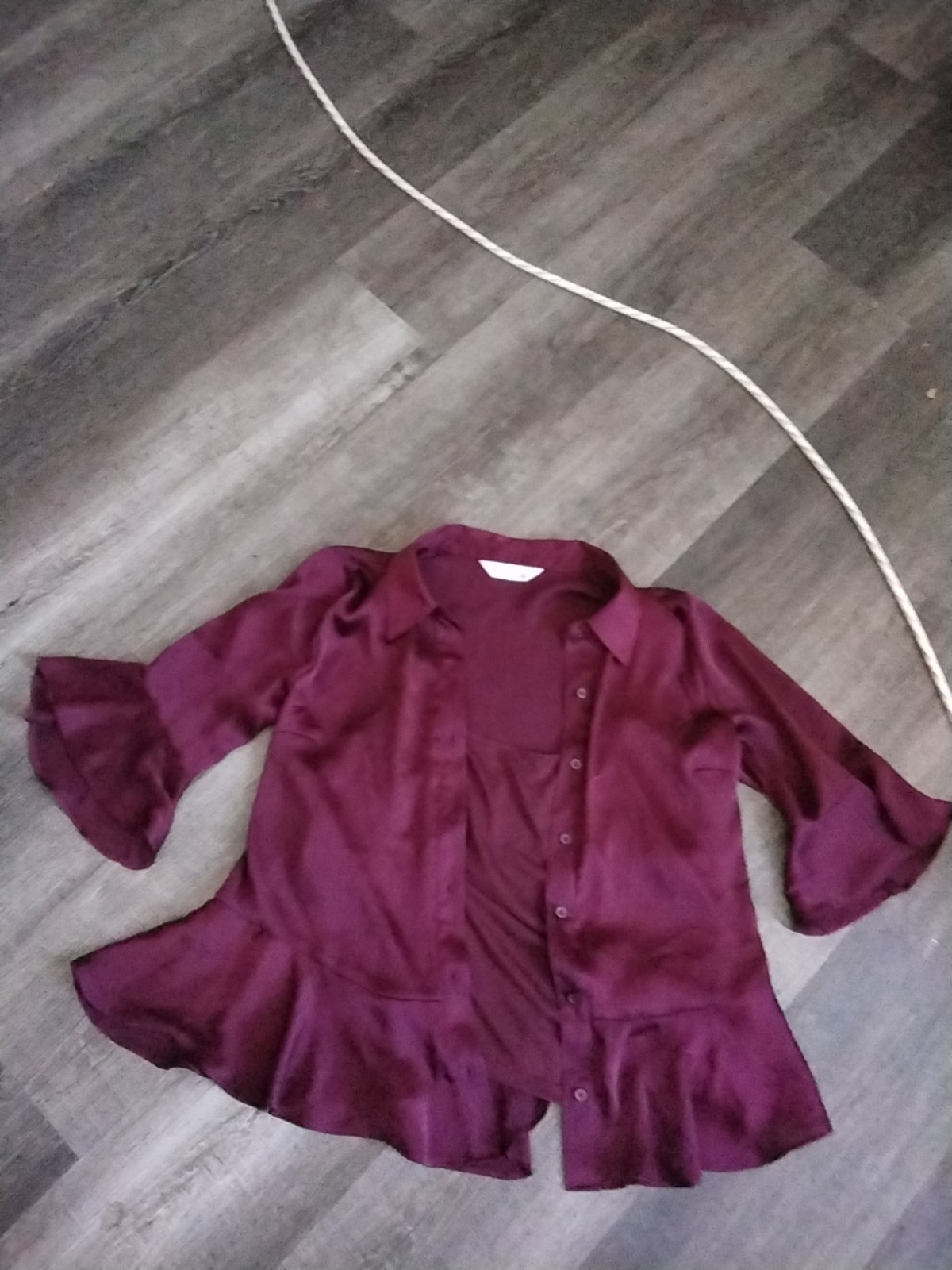 Nine West  Tops Ruffle Hem Shirt Size Small Color Plum