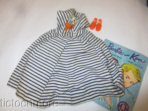 VINTAGE BARBIE DOLL FASHION CLOTHES #912 COTTON CASUAL DRESS & ORANGE HEELS