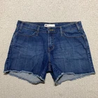 Levis Womens sz 10 Jean Shorts Blue Denim Dark Wash Cut Off Inseam 4" Mid Rise