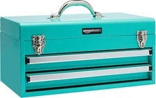Steel Tool Box Storage and Organization Drawers, 18.11 X 8.66 X 9.45 In, Turquoi