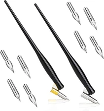 10PCS Oblique Calligraphy Dip Pen Set - 2-in-1 1 Count (Pack of 10), black 
