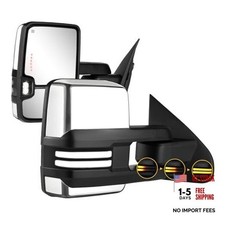 Towing Mirrors Chrome Switchback for 2014-2018 Chevy Silverado Chrome Silver