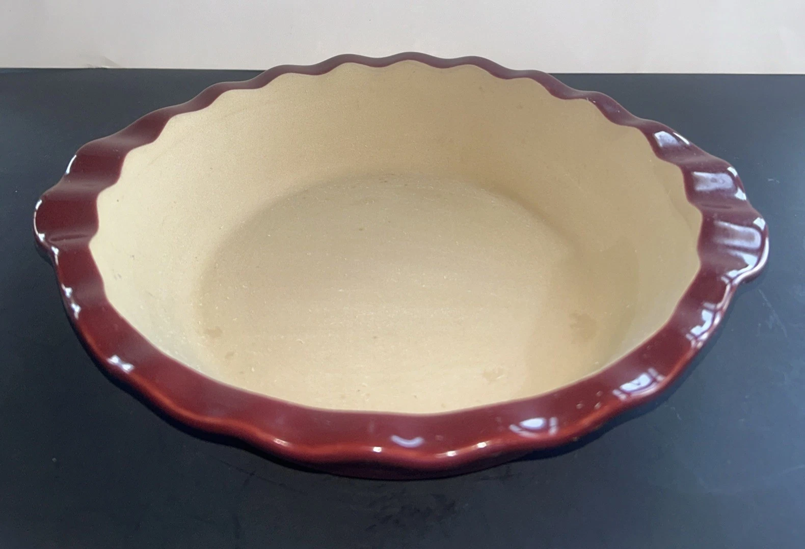 Pampered Chef Family Heritage 9" Deep Dish Stoneware Pie Plate Cranberry