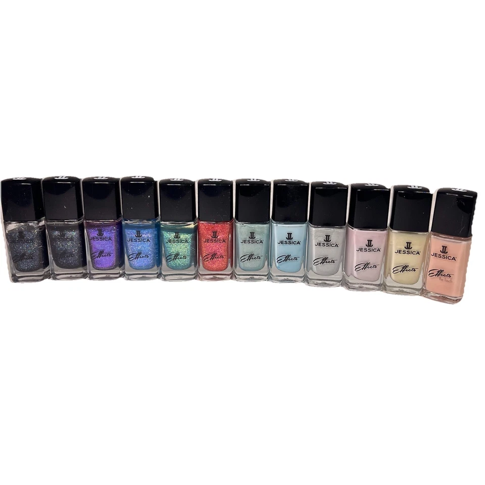 Jessica Efectos Laca Esmalte, Lote De 12 Brillo/Brillo Combo Fortalece Uñas Foto 2 de 4
