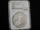2020 W BURNISHED SILVER EAGLE NGC MS70 CLASSIC BROWN LABEL