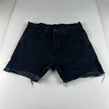 Levi's Jean Shorts Mens 33* 505 Black Cut Off Raw Hem Stretch Denim Jorts Tag 34