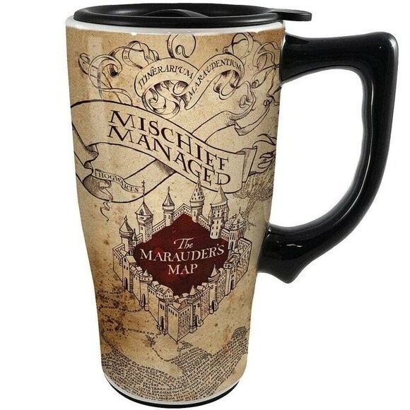 Harry Potter Marauders Map Travel Mug by Spoontiques with Spill-Proof Lid