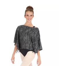 Capezio "Purl"fect Poncho Knitwear Size M Women Black Heather