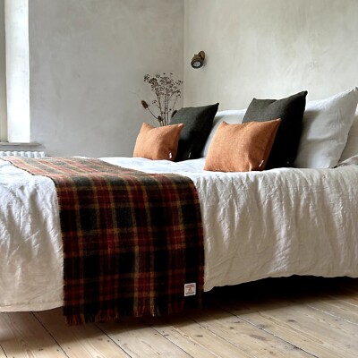 Harris Tweed Moos Lebkuchen Wein Reine Wolle Bett Läufer Single Double King Super